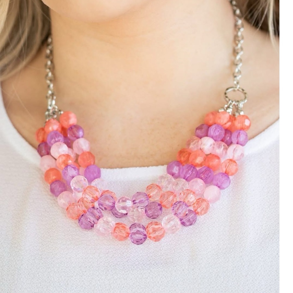Vibrant Beaded Necklace with Silver Chain
